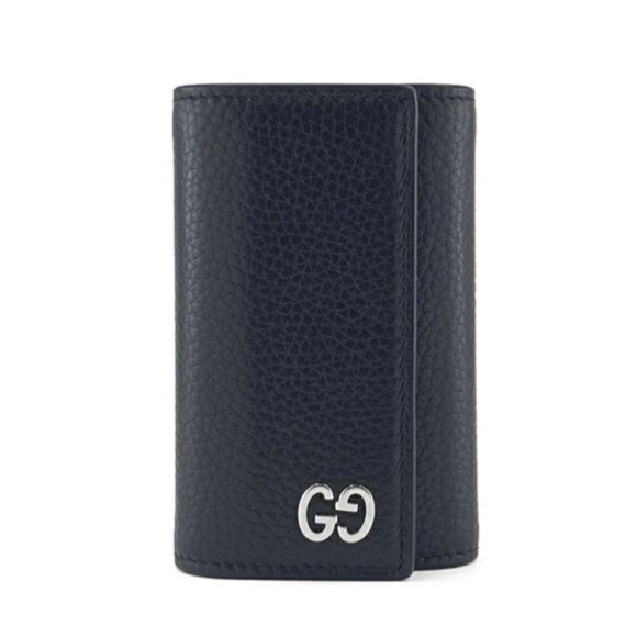 Gucci Calfskin GG Silver Logo Key Case Black - Picture 1 of 10
